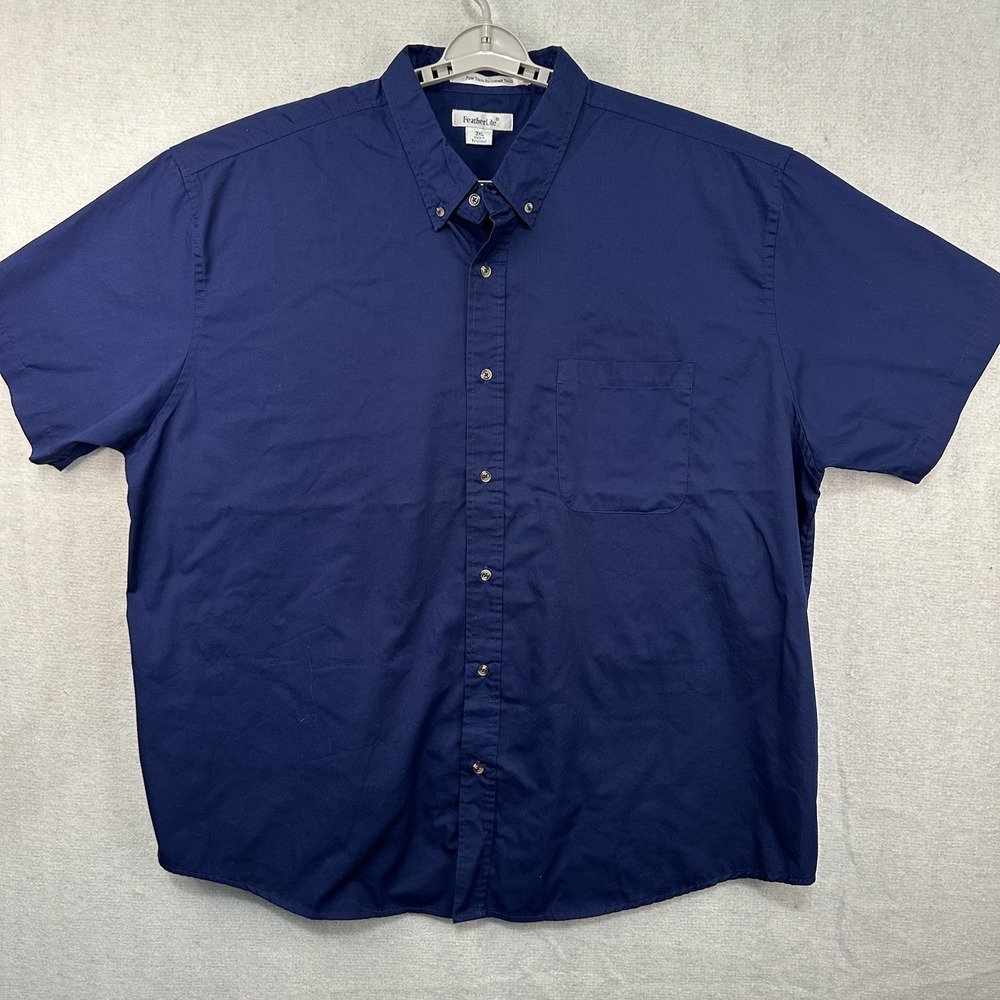 Feather Lite Men's 3XL Navy Blue Button Down Shirt Shirt Sleeve EUC